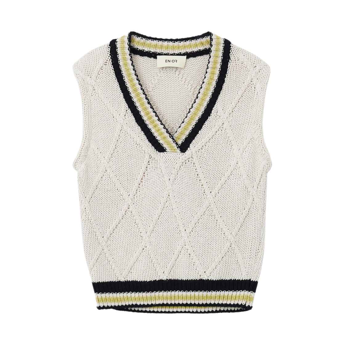 엔오르 우먼 브이넥 라인 니트 베스트 아이보리