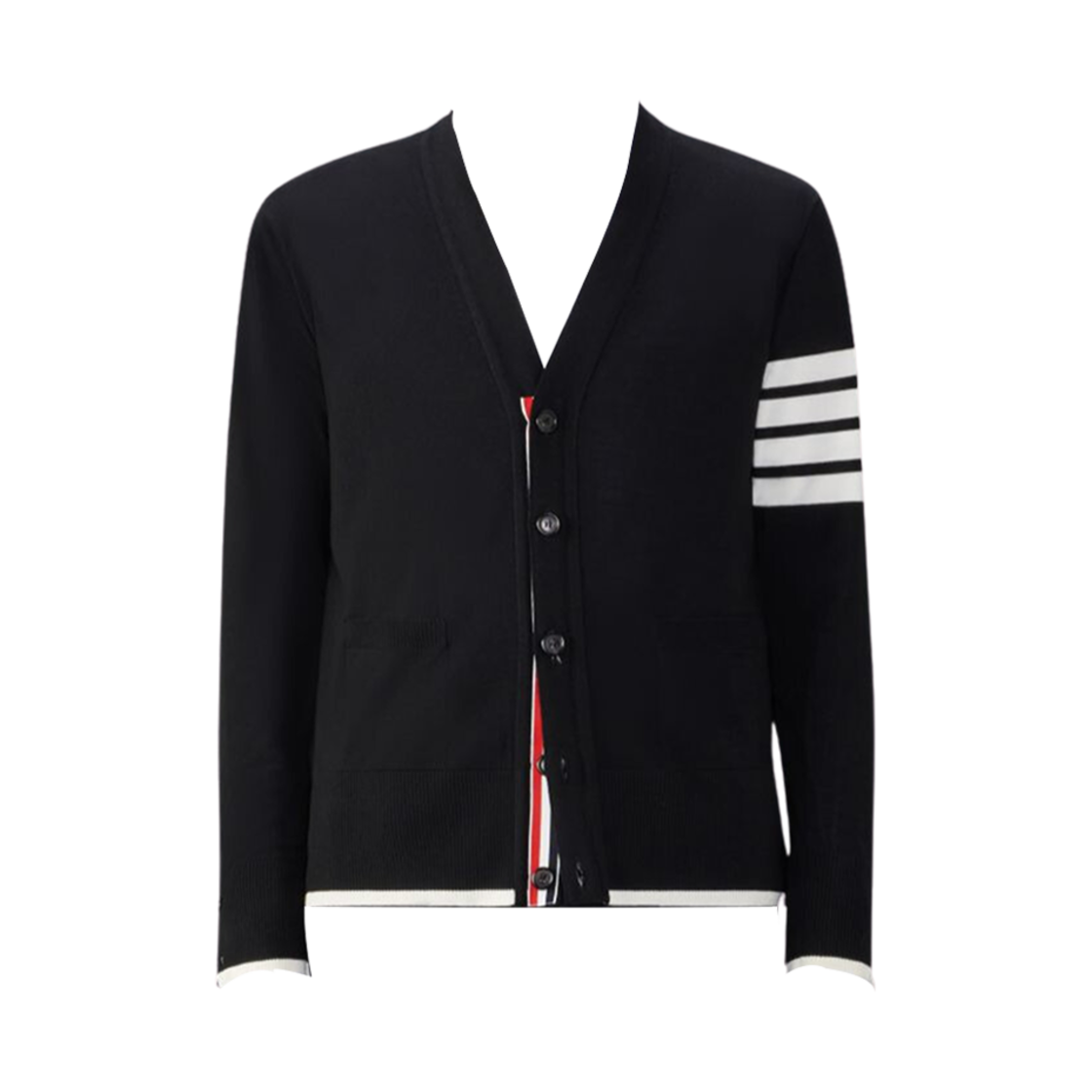 톰브라운 파인 메리노 울 사선 릴렉스드 핏 가디건 블랙(Thom Browne Fine Merino Wool 4-Bar Relaxed Fit Cardigan Black)