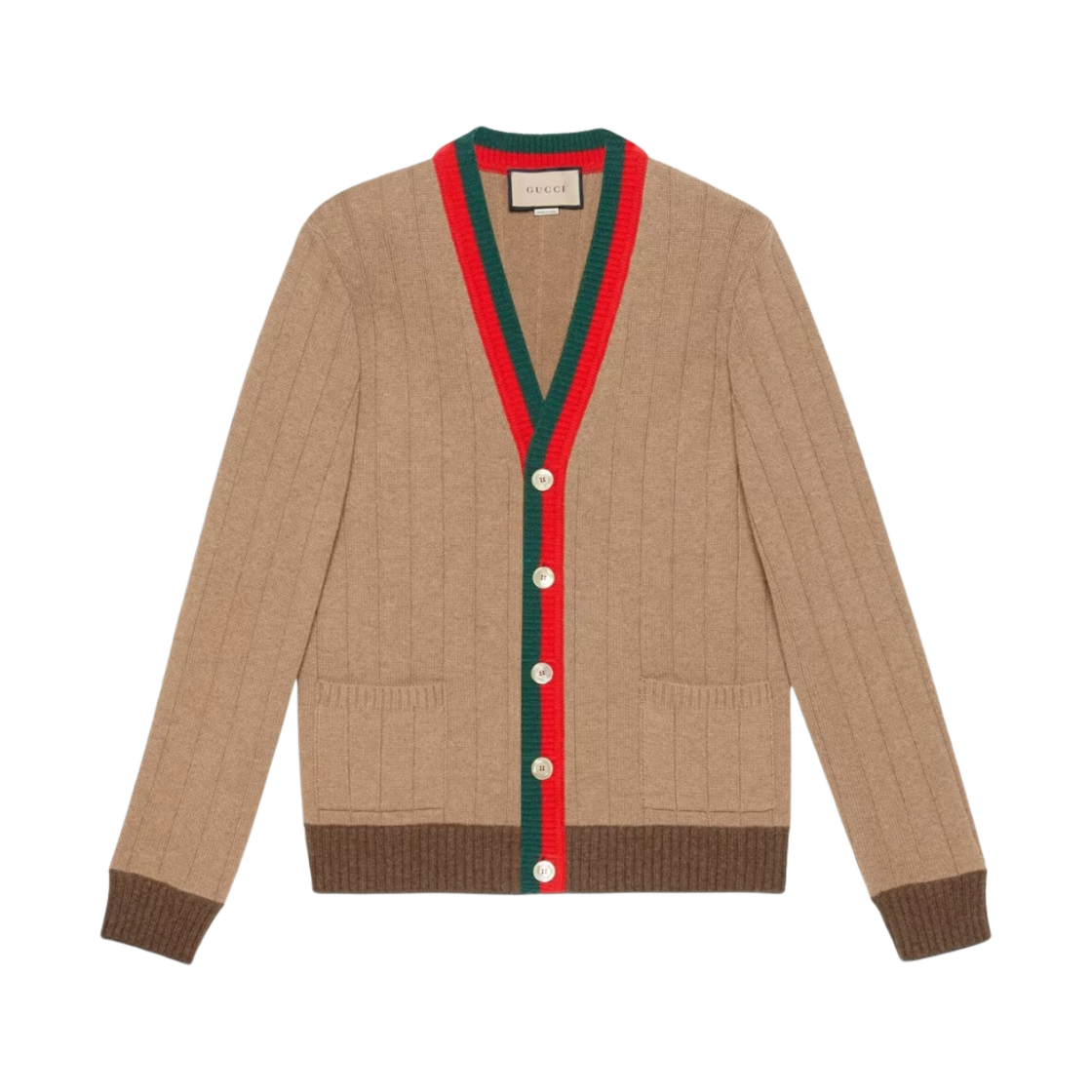 구찌 웹 립 니트 가디건 카멜(Gucci Rib Knit Cardigan with Web Camel) - 1