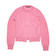 (W) Acne Studios Keva Face Crewneck Cardigan Bubble Pink