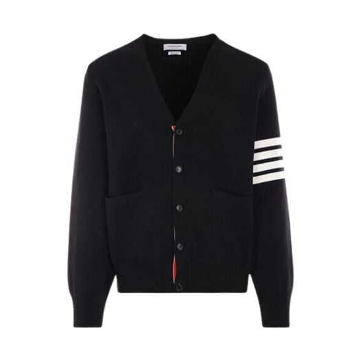 MKC171A-00219-001 Thom Browne Milano Stitch 4-Bar Cardigan Black