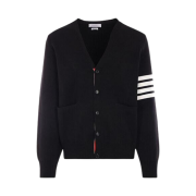 Thom Browne Milano Stitch 4-Bar Cardigan Black