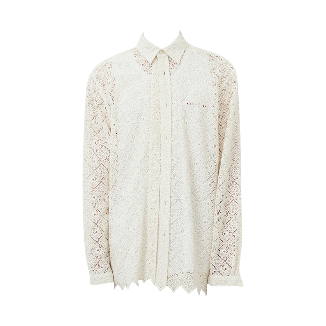 2201TMSH002UIR Typing Mistake Rhombus Pattern Crochet Shirts Ivory