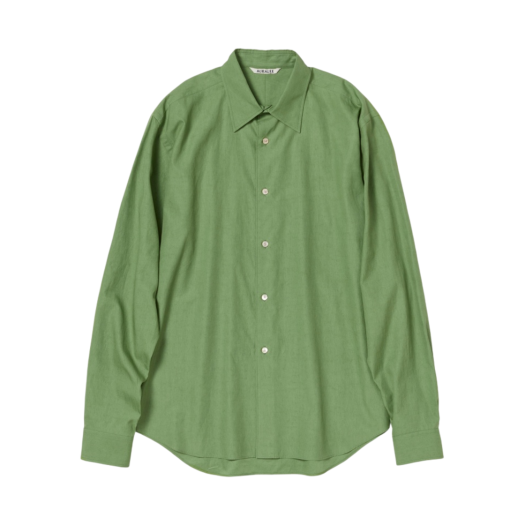 Auralee Washed Finx Twill Shirt Green - 23SS