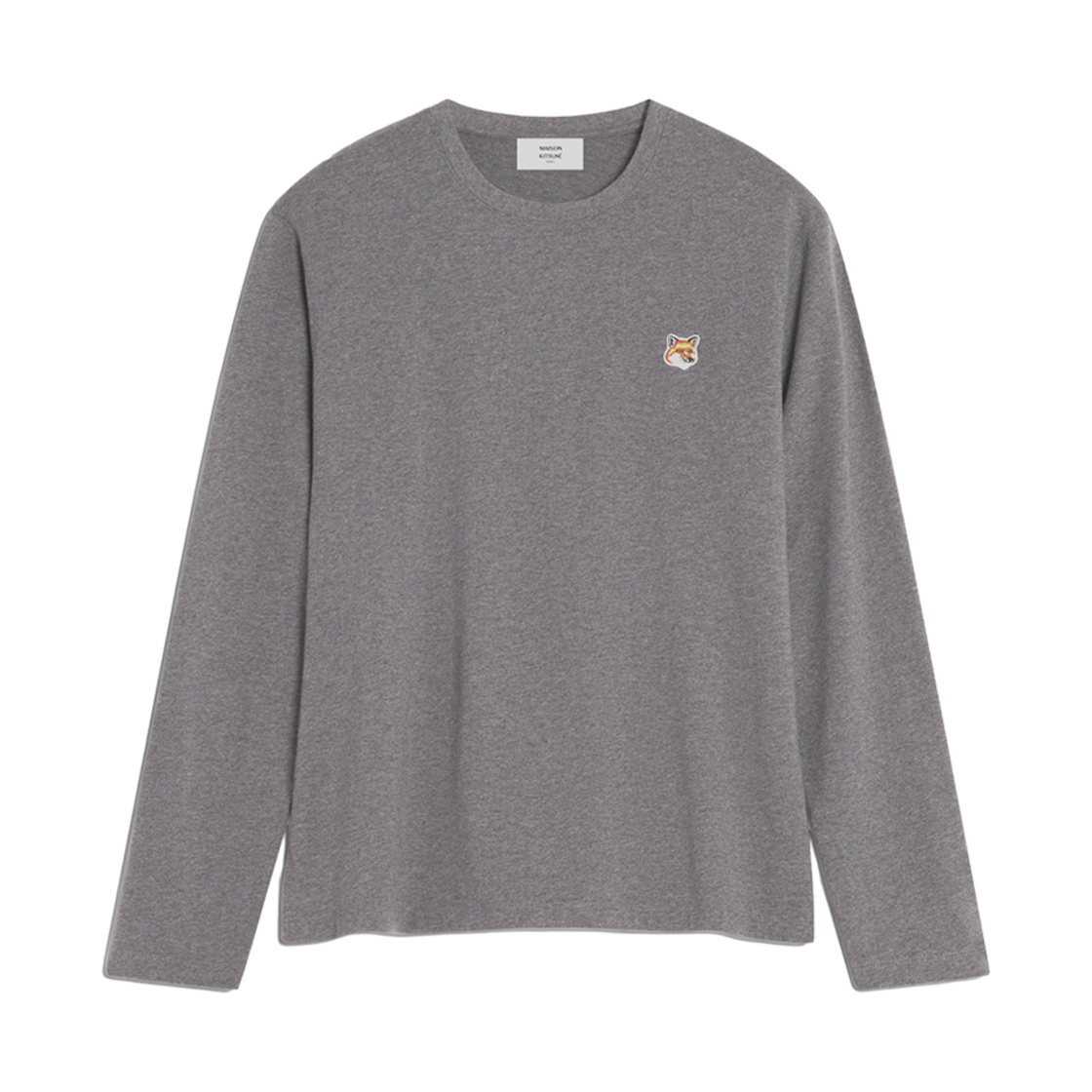 메종 키츠네 폭스 헤드 패치 레귤러 롱슬리브 티셔츠 다크 그레이 멜란지(Maison Kitsune Fox Head Patch Regular Long Sleeves T-Shirt Dark Grey Melange)