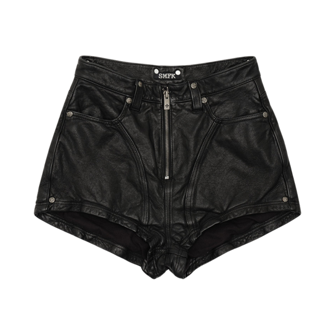 PS004B1 (W) SMFK Wildworld Rider Lambskin Shorts Black