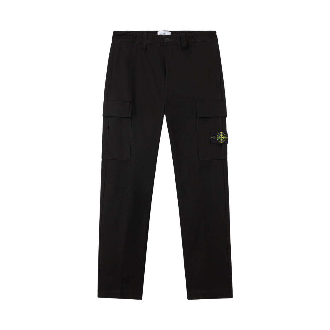 스톤 아일랜드 3100012 파나마 코튼 루즈 핏 카고 트라우저 포켓 앤 드로우스트링 커프스 블랙 - 25FW