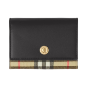 Burberry Small Vintage Check Leather Folding Wallet Archive Beige Black