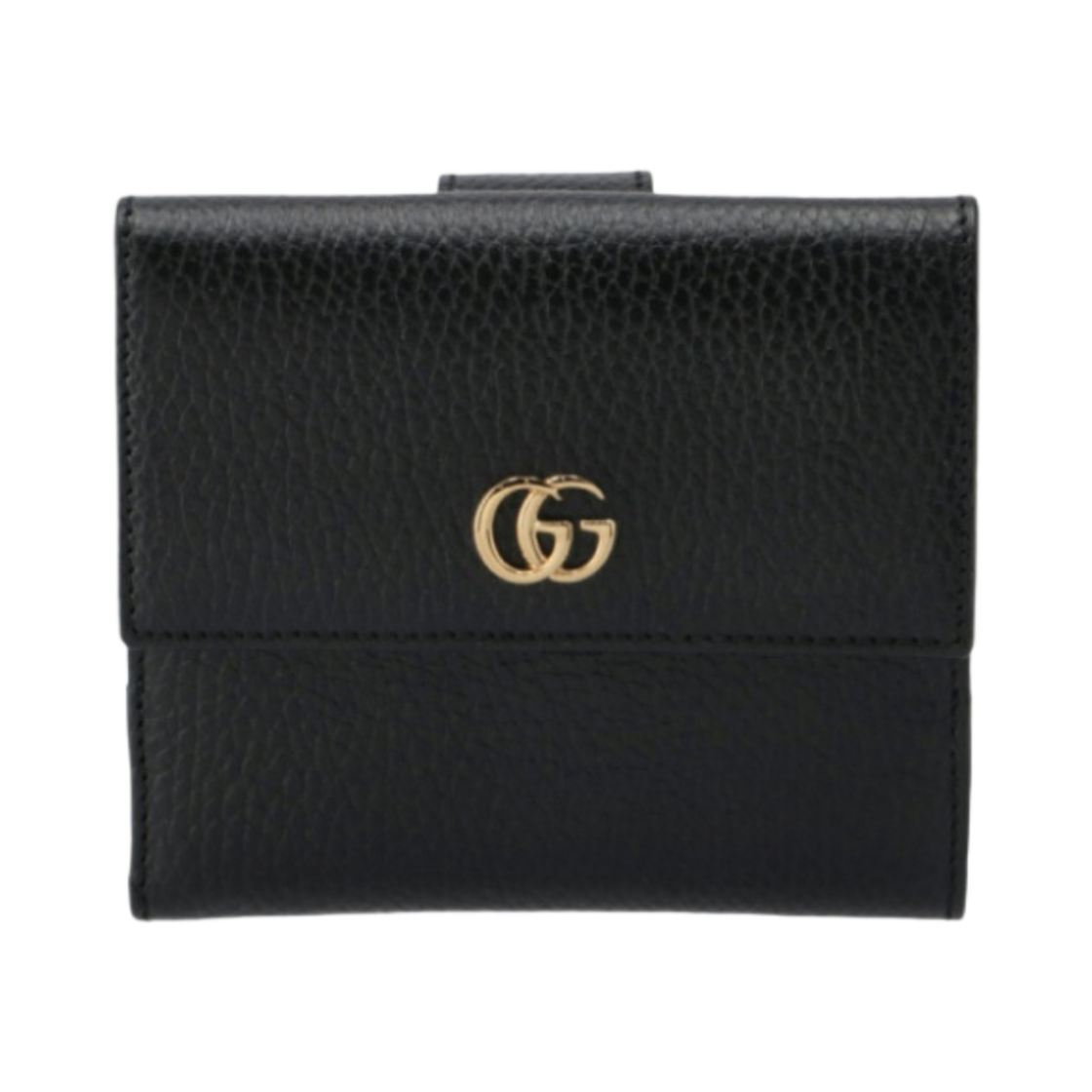 456122-CAO0G-1000 Gucci Leather French Flap Wallet Black