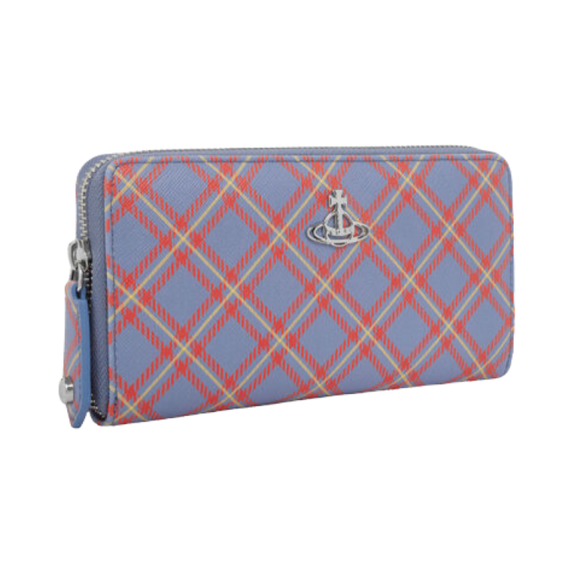 비비안 웨스트우드 클래식 집 라운드 월렛 블루 오렌지 타탄(Vivienne Westwood Classic Zip Round Wallet Blue Orange Tartan) - 2