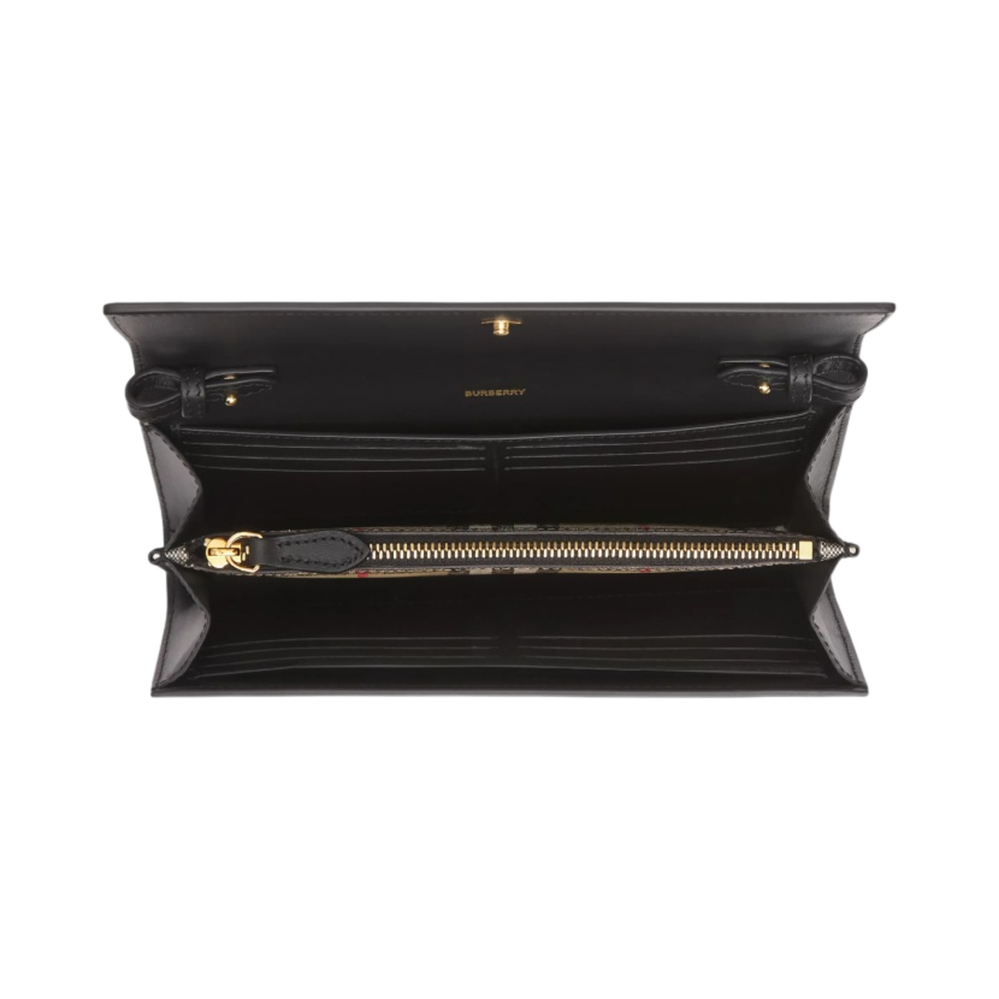 버버리 디테처블 스트랩 체크 레더 지갑 아카이브 베이지 블랙(Burberry Check Leather Wallet with Detachable Strap Archive Beige Black) - 2