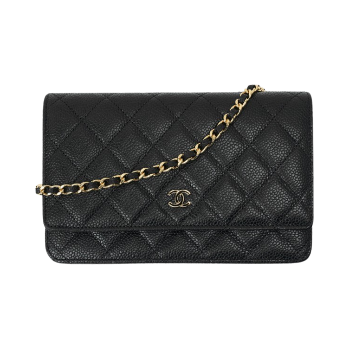 샤넬 클래식 체인 지갑 그레인드 카프스킨 & 골드 메탈 블랙(Chanel Classic Wallet On Chain Grained Calfskin & Gold Black)
