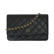 Chanel Classic Wallet On Chain Grained Calfskin & Gold Black
