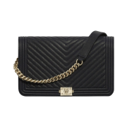 Chanel Boy Chanel Wallet On Chain Grained Calfskin & Gold Black