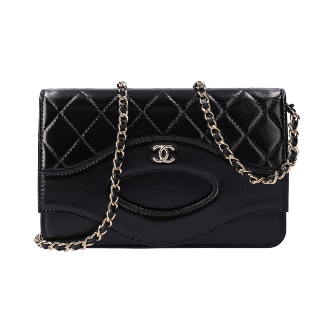 샤넬 AP2703 31 플랩 체인 지갑 카프스킨 블랙 금장(Chanel AP270331 Flap Chain Wallet Calfskin Black Gold Dress)