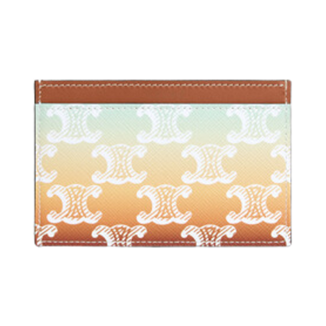 10B702GE2-14ML Celine Triomphe Canvas Sunset Calfskin Card Holder Multicolor