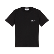 (W) MSGM Round Neck Cotton T-Shirt with Embroidered Logo Black