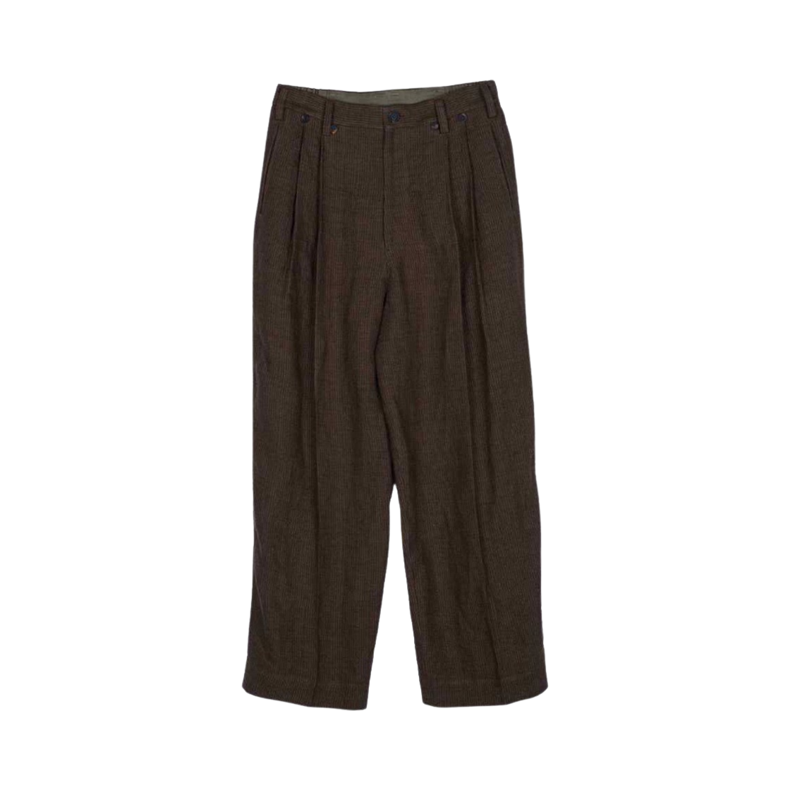 지기첸 프론트 플리츠 와이드 레그 롱 트라우저 브라운(Ziggy Chen Front Pleated Wide Leg Long Trousers Brown)