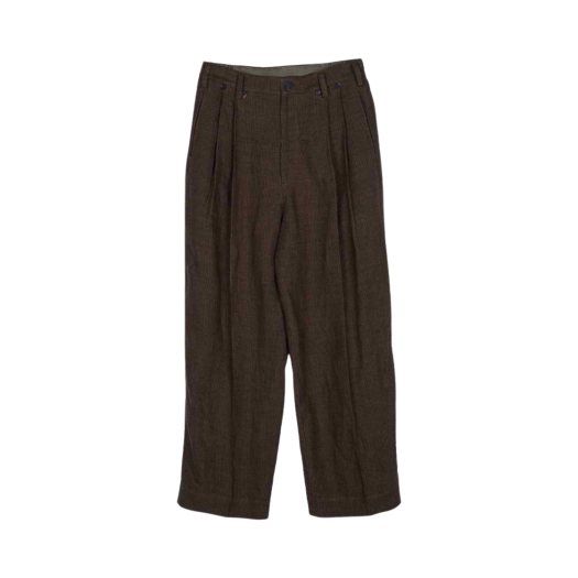 KM4BPALZC07BR Ziggy Chen Front Pleated Wide Leg Long Trousers Brown