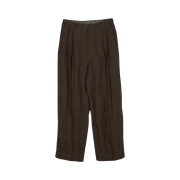 Ziggy Chen Front Pleated Wide Leg Long Trousers Brown