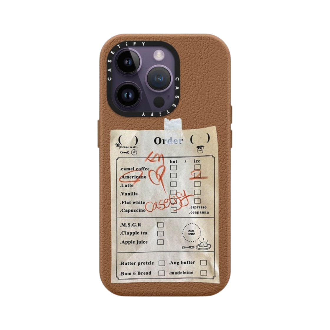 케이스티파이 x 카멜 커피 아이폰 오더 페이퍼 맥세이프 레더 케이스 라떼(Casetify x Camel Coffee iPhone Order Paper Magsafe Leather Case Latte) - 2