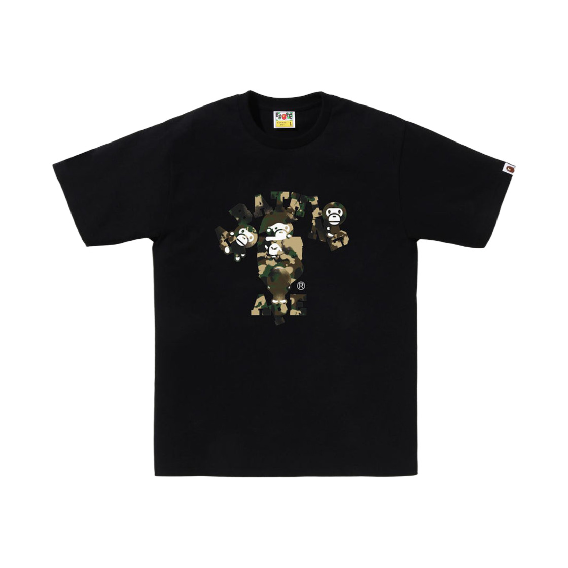 - BAPE Map Camo College Milo T-Shirt Black Green