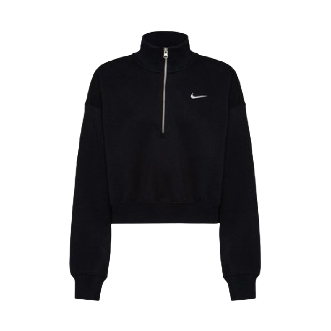 (W) 나이키 NSW 피닉스 플리스 하프 집 크롭 스웨트셔츠 블랙 - US/EU