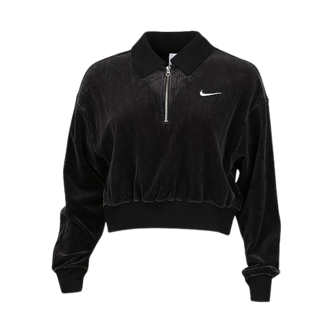 DQ5939-010 (W) Nike NSW Velour Quarter Zip Top Black Sail - Asia