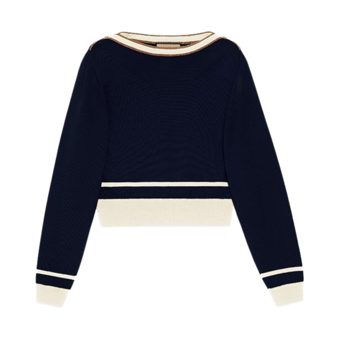 727433-XKCNW-4849 (W) Gucci Boat Neck Knit Top Navy