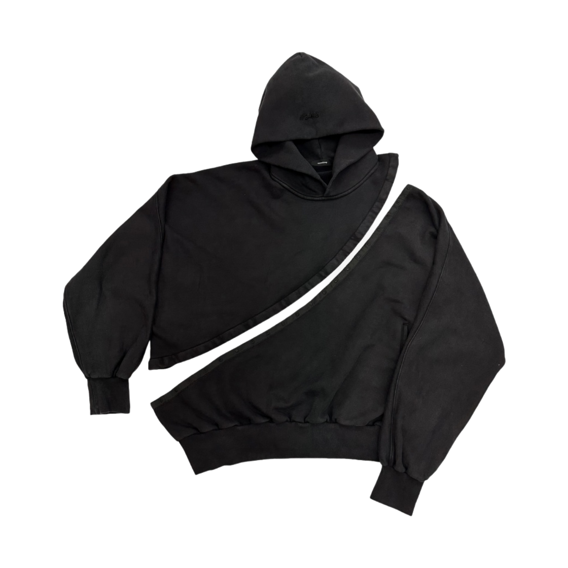 논노드 x 신세계 BAYC #8446 2 피스 크롭 후드 워시드 블랙(Nonnod x Shinsegae BAYC #8446 2-Piece Cropped Hoodie Washed Black) - 3