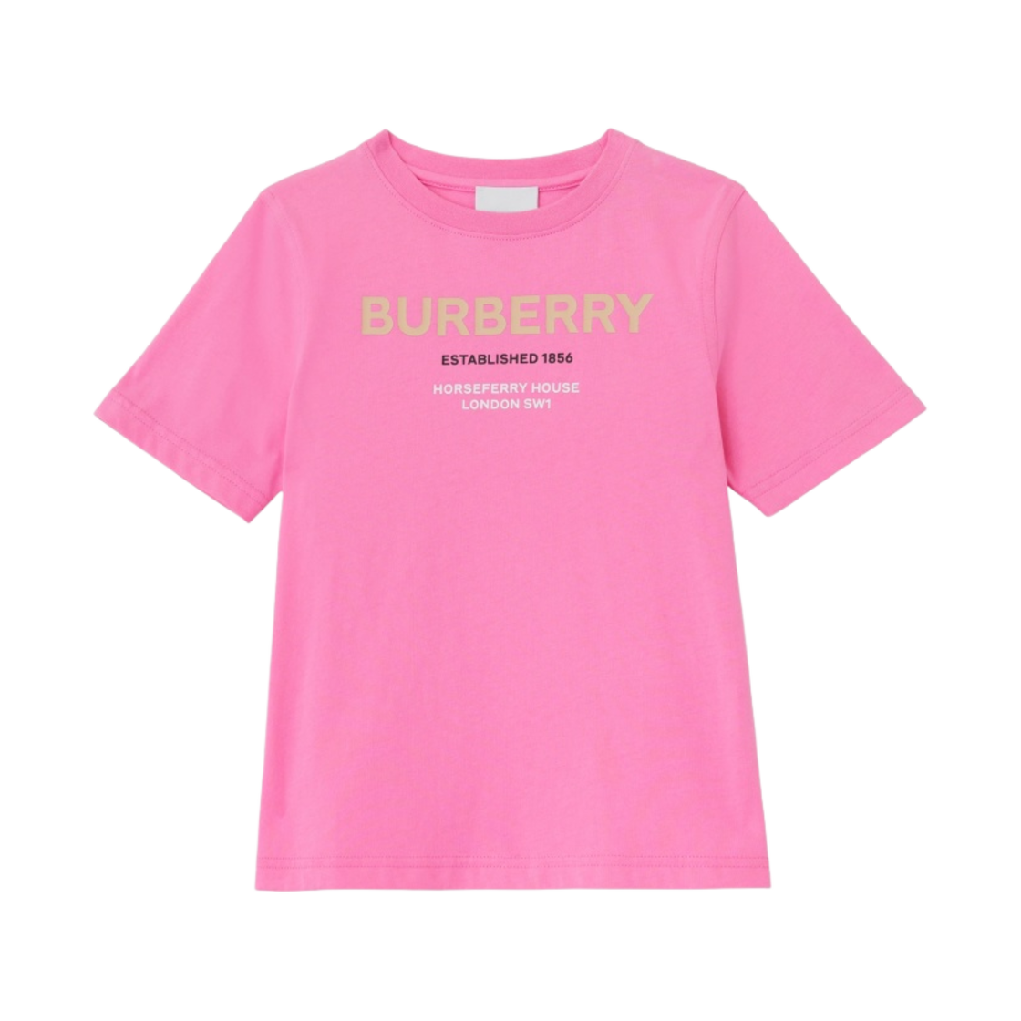 (키즈) 버버리 호스페리 프린트 코튼 티셔츠 버블검 핑크((Kids) Burberry Horseferry Print Cotton T-Shirt Bubblegum Pink) - 1