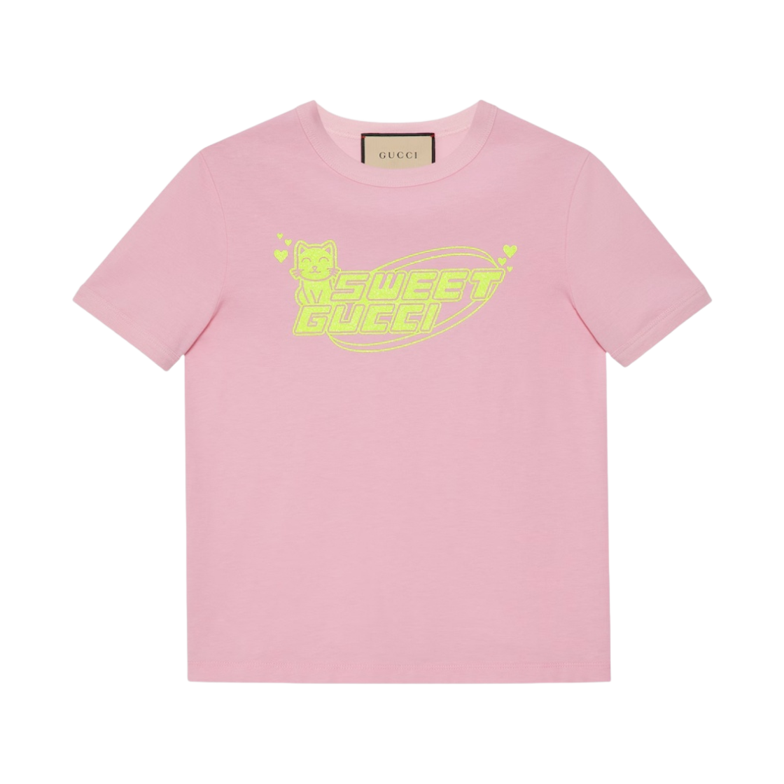 (W) 구찌 코튼 저지 티셔츠 핑크((W) Gucci Cotton Jersey T-Shirt Pink) - 1