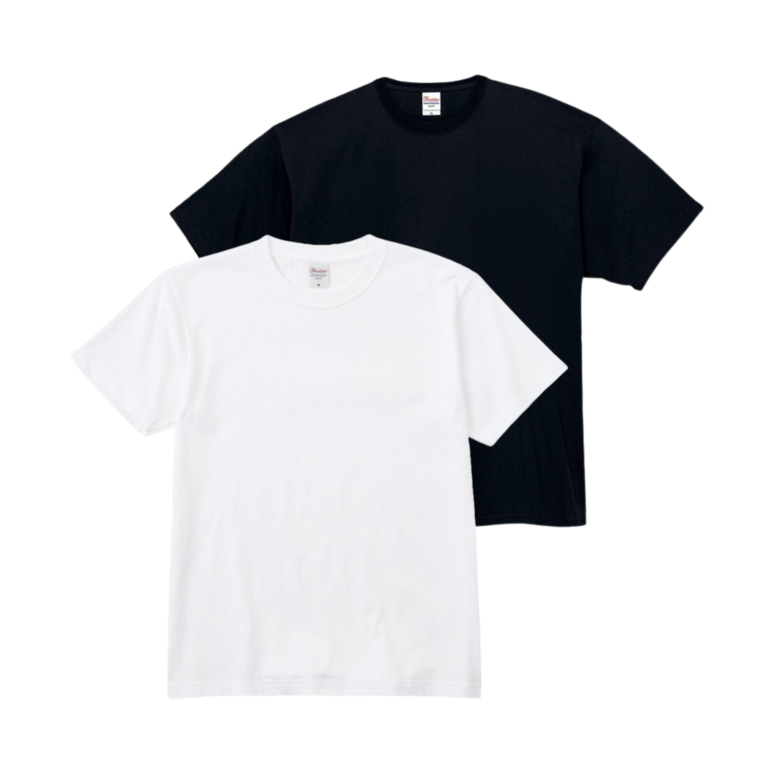 프린트스타 헤비 라운드 티셔츠 화이트 블랙 (2팩)
