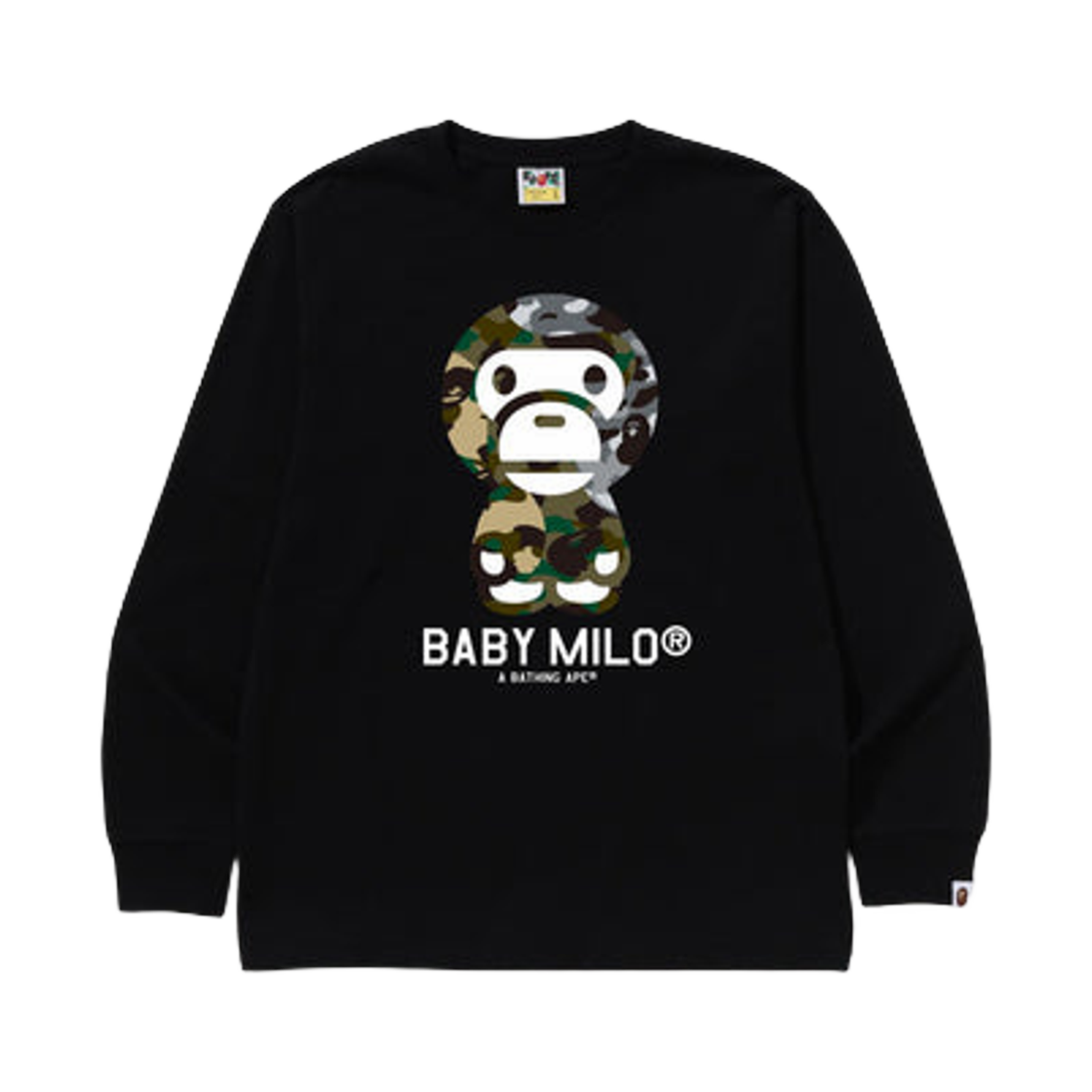 - BAPE 1st Camo Crazy Baby Milo L/S T-Shirt Black