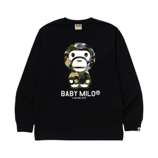- BAPE 1st Camo Crazy Baby Milo L/S T-Shirt Black