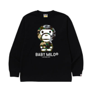 BAPE 1st Camo Crazy Baby Milo L/S T-Shirt Black