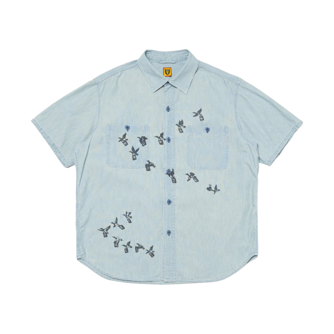 휴먼 메이드 샴브레이 숏슬리브 셔츠 인디고