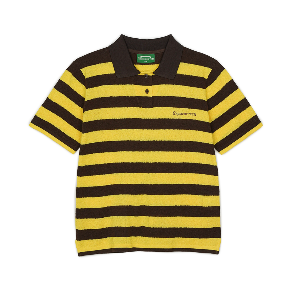 그린버터 스트라이프 칼라 니트 옐로우/브라운(Greenbutter Stripe Collar Knit Yellow/Brown) - 1