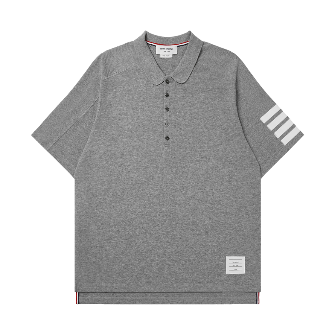 톰브라운 코튼 사선 숏슬리브 폴로 라이트 그레이