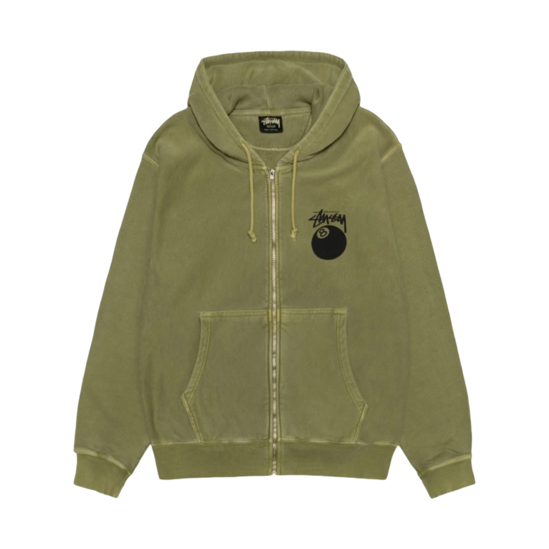 스투시 8볼 피그먼트 다이드 집 후드 올리브(Stussy 8 Ball Pigment Dyed Zip Hoodie Olive) - 2