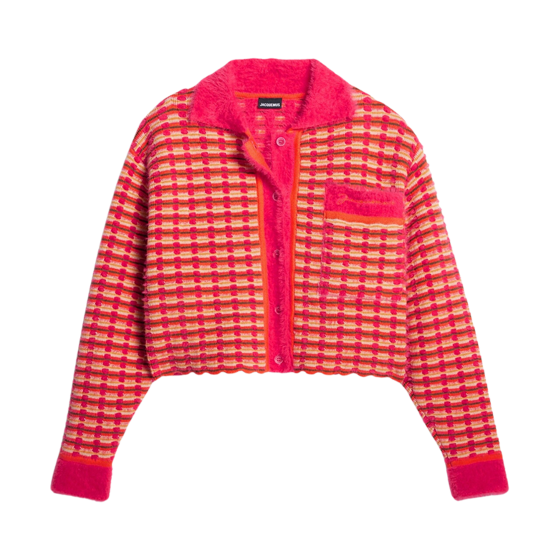 (W) 자크뮈스 르 가디건 마치오 스캘럽드 자카드 가디건 멀티 오렌지((W) Jacquemus Le Cardigan Macio Scalloped Jacquard Cardigan Multi Orange) - 1