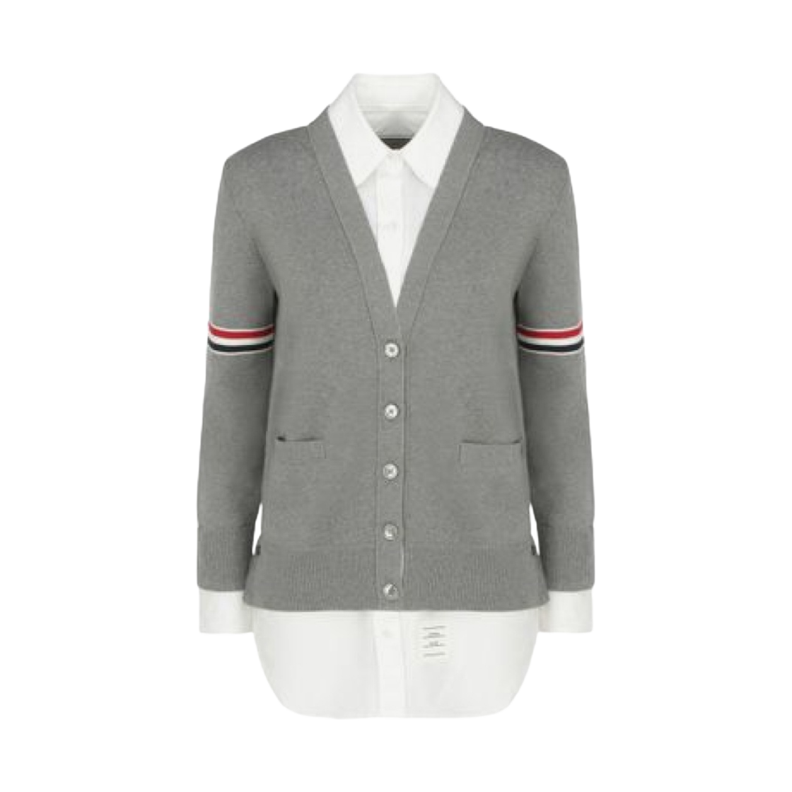 (W) 톰브라운 밀라노 스티치 옥스포드 콤보 가디건 셔츠 라이트 그레이((W) Thom Browne Milano Stitch Oxford Combo Cardigan Shirt Light Grey) - 1