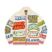 Supreme x Hysteric Glamour Logos Zip Up Sweater Natural - 21SS
