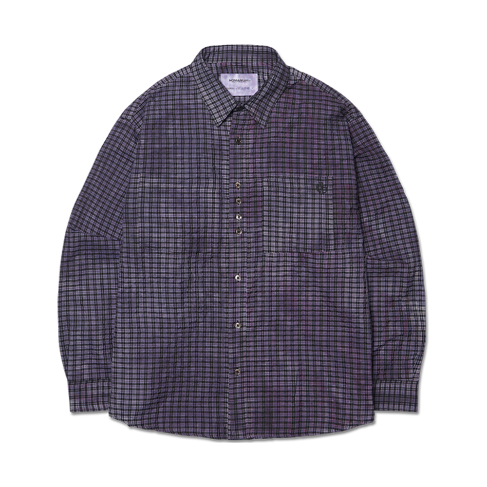 노매뉴얼 오버다이드 체크 셔츠 퍼플