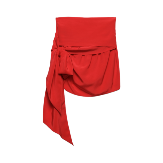(W) Prada Crepe De Chine Miniskirt Red