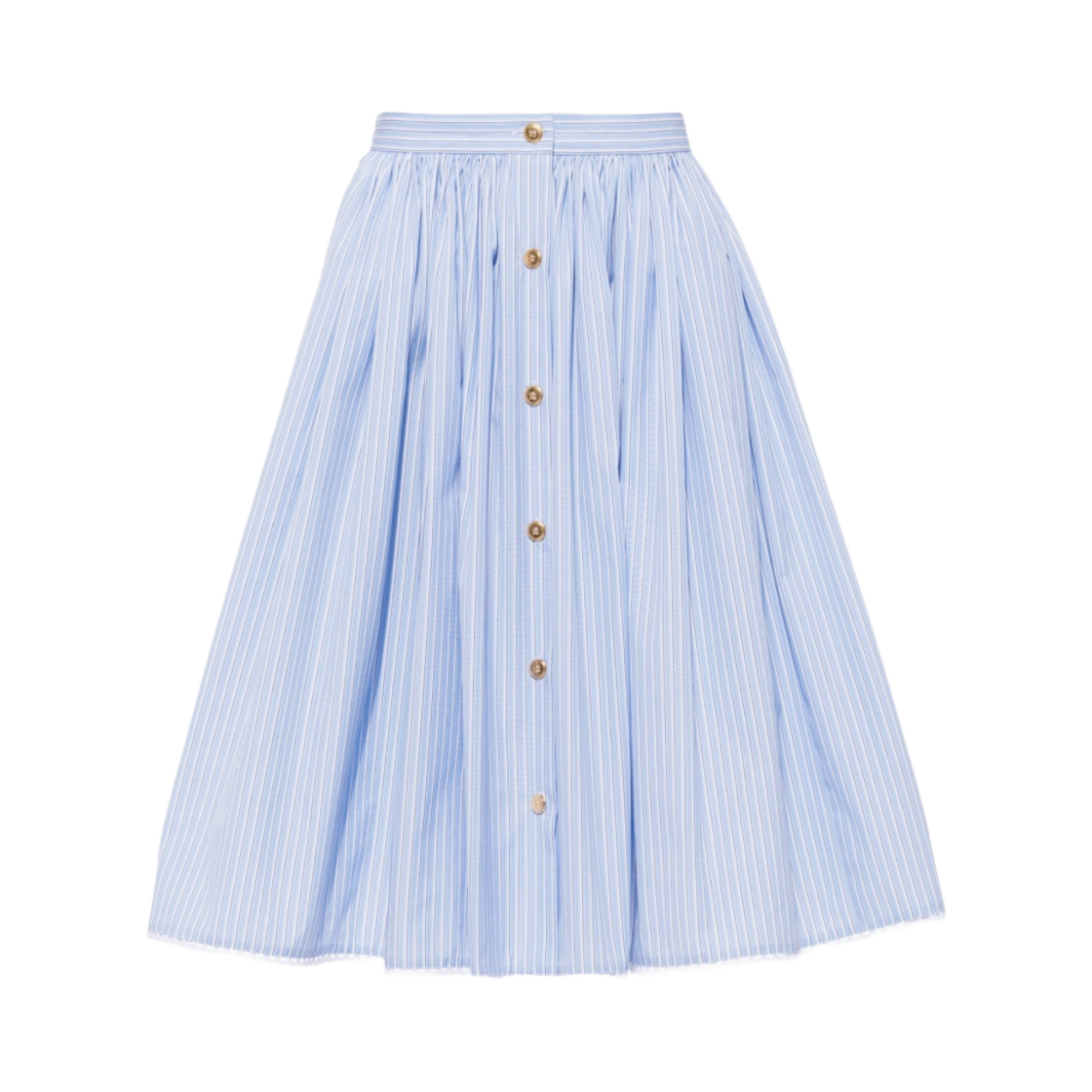 (W) 미우 미우 스트라이프 샴브레이 스커트 라이트 블루((W) Miu Miu Striped Chambray Skirt Light Blue) - 1