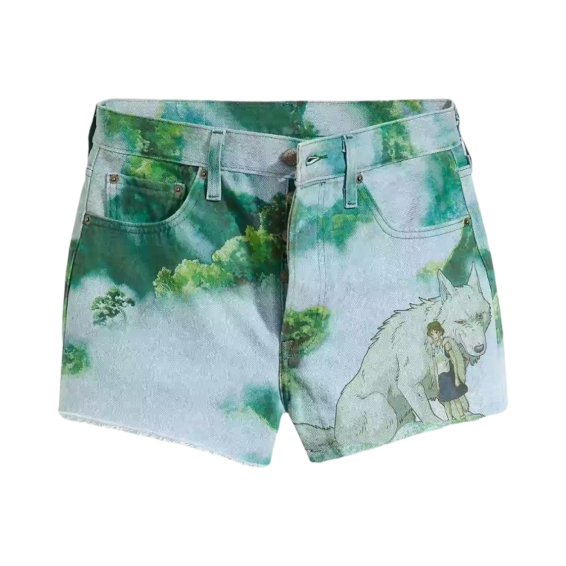 (W) 리바이스 x 모노노케 히메 501 쇼츠 클라우드 블루((W) Levi's x Princess Mononoke 501 Shorts Cloud Blue)