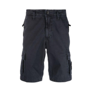 Stone Island L11WA Brushed Cotton Canvas Garment Dyed Bermuda Shorts Navy Blue - 22SS