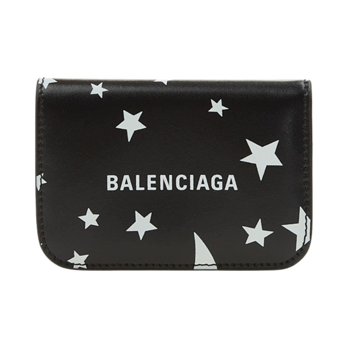 5938132108E1090 Balenciaga Cash Moon Star Mini Wallet Black