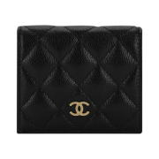 Chanel Small Flap Wallet Grained Shiny Calfskin & Gold Black